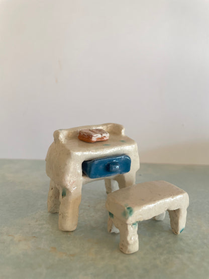 Mini Table et tabouret en céramique