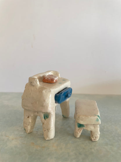 Mini Table et tabouret en céramique